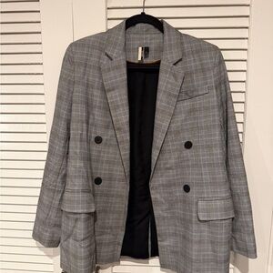 Gray Double-Breasted Blazer